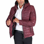 Teo Lamb Leather Down Jacket // Red + Purple (Euro: 46)