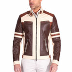 Roberto Lamb Leather Biker Jacket // Beige (Euro: 56)