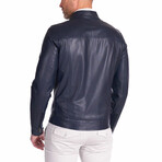 Hamilton Lamb Leather Biker Jacket // Blue (Euro: 44)