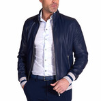 Fernando Lamb Leather Bomber Jacket // Blue (Euro: 48)