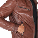 Hamilton Natural Lamb Leather Biker Jacket // Brown (Euro: 46)