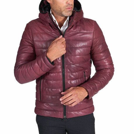 Teo Lamb Leather Down Jacket // Red + Purple (Euro: 44)