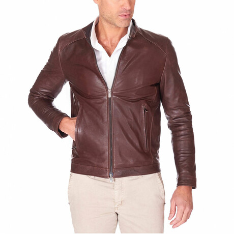 Ted Lamb Leather Biker Jacket // Brown (Euro: 44)