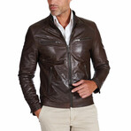 Hamilton Pullup Lamb Leather Biker Jacket // Brown (Euro: 44)