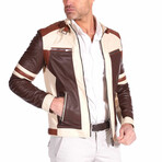 Roberto Lamb Leather Biker Jacket // Beige (Euro: 56)