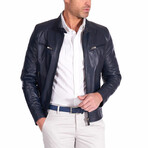 Hamilton Nappa Lamb Leather Biker Jacket // Blue (Euro: 46)