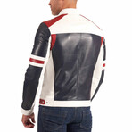 Roberto Lamb Leather Biker Jacket // Red + White + Blue (Euro: 46)