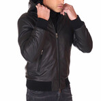 Biancolino Hooded Bomber Leather Jacket // Black (Euro: 58)