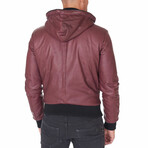 Biancolino Hooded Bomber Leather Jacket // Red (Euro: 44)