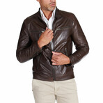 Hamilton Pullup Lamb Leather Biker Jacket // Brown (Euro: 44)