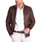 Lamb Leather Bomber Jacket // Brown (Euro: 52)