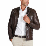 Hamilton Pullup Lamb Leather Biker Jacket // Brown (Euro: 44)