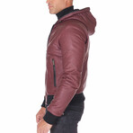 Biancolino Hooded Bomber Leather Jacket // Red (Euro: 44)