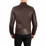 Lamb Leather Quilted Biker Jacket // Brown (Euro: 50)