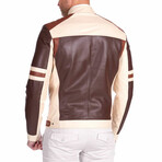 Roberto Lamb Leather Biker Jacket // Beige (Euro: 56)