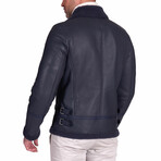 Peter Lamb Leather Shearling Biker Jacket // Blue (Euro: 50)