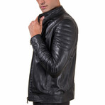 Lamb Leather Quilted Biker Jacket // Black (Euro: 56)