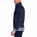 Fernando Lamb Leather Bomber Jacket // Blue (Euro: 48)