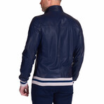 Fernando Lamb Leather Bomber Jacket // Blue (Euro: 48)