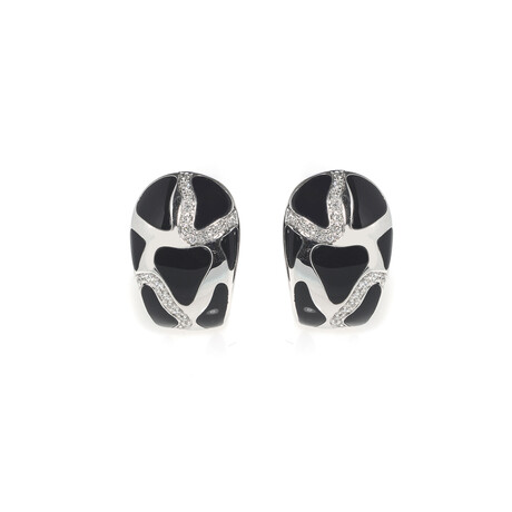 Roberto Coin // Panda 18k White Gold Diamond + Onyx Earrings // Store Display