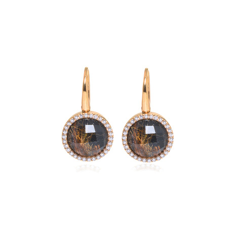 Roberto Coin // Fantasia 18k Rose Gold Diamond + Onyx Earrings // Store Display
