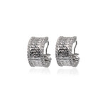 Roberto Coin // 18k White Gold Diamond Huggie-Hoop Earrings // Store Display