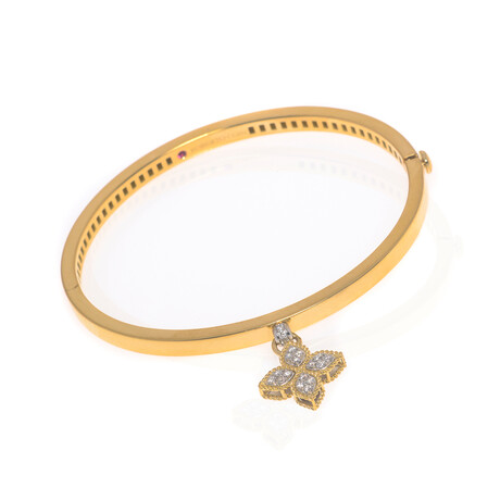 Roberto Coin // Princess Flower 18k Yellow Gold + 18k White Gold Diamond Bracelet // 6" // Store Display