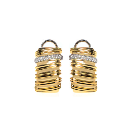 Roberto Coin // Dia 18k Yellow Gold + 18k White Gold Diamond Earrings // Store Display