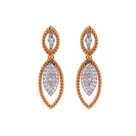 Roberto Coin // Barocco 18k Rose Gold Diamond Earrings // Store Display