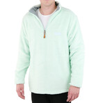 1/4 Zip Reversible Sherpa Fleece // Pale Turquoise + Rock (X-Small)