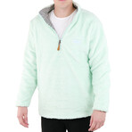 1/4 Zip Reversible Sherpa Fleece // Pale Turquoise + Panda (X-Small)