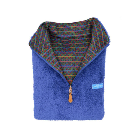 1/4 Zip Reversible Sherpa Fleece // Ocean + RGB (X-Small)