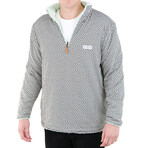 1/4 Zip Reversible Sherpa Fleece // Pale Turquoise + Panda (X-Small)