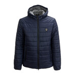 Quilted Puffer Jacket // Navy (Large)