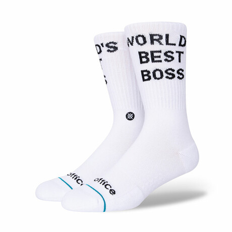 Worlds Best Boss Socks // White (S)