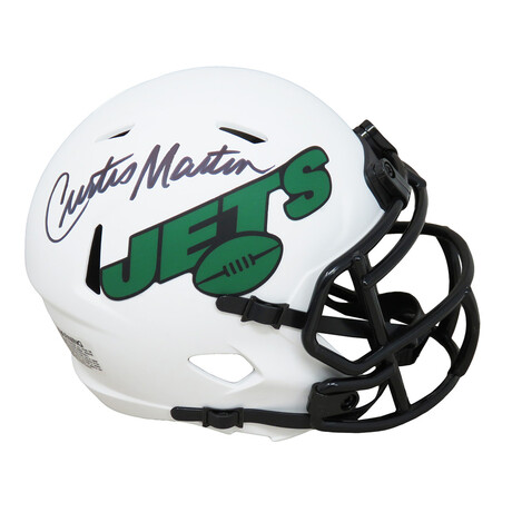 Curtis Martin // Signed New York Jets Riddell Speed Mini Helmet // Lunar Eclipse White Matte