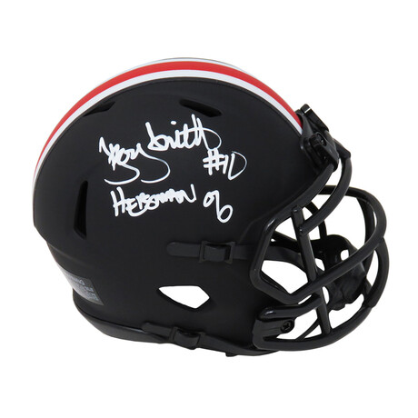 Troy Smith // Signed Ohio State Buckeyes Riddell Speed Mini Helmet // "Heisman'06" Inscription // Eclipse Black Matte