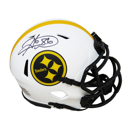 Hines Ward // Signed Pittsburgh Steelers Riddell Speed Mini Helmet // Lunar Eclipse White Matte
