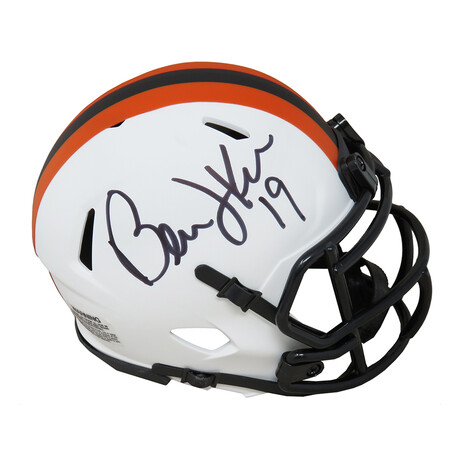 Bernie Kosar // Signed Cleveland Browns Riddell Speed Mini Helmet // Lunar Eclipse White Matte