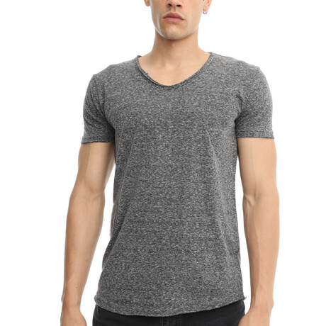 Brandon Slim-Fit V-Neck Short Sleeve Tee // Anthracite (Large)