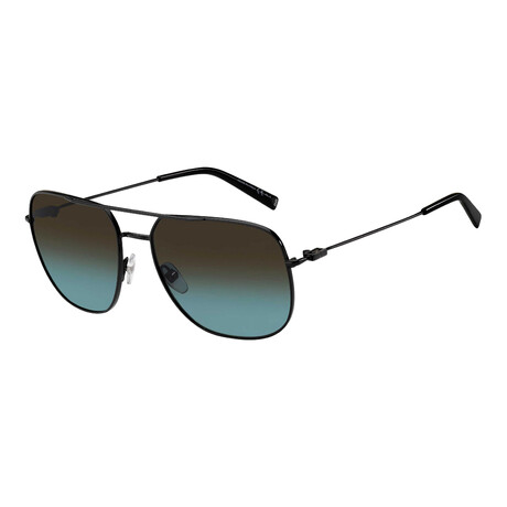 Givenchy // Unisex Metal Pilot Sunglasses // Black + Gray Shaded Petrol