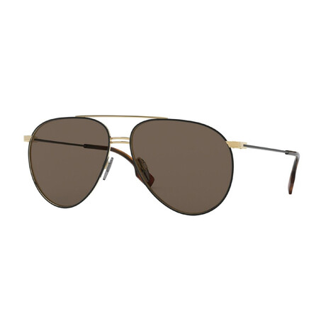 Burberry // Men's Metal Pilot Sunglasses //Gold + Matte Black, Brown