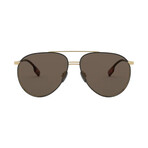 Burberry // Men's Metal Pilot Sunglasses //Gold + Matte Black, Brown