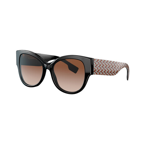 Burberry // Women's Oversized Butterfly Sunglasses + Logo // Black + Brown