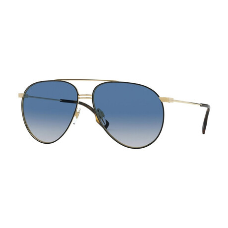 Burberry // Men's Metal Pilot Sunglasses // Gold + Matte Black+ Gray + Blue