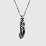 Plume Pendant NO.1 + Silver Bold Chain (19.7”L)