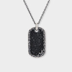 Black Spinel MS Pendant + Silver Bold Chain (19.7"L)