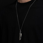Plume Pendant NO.1 + Silver Bold Chain (19.7”L)