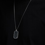Black Spinel MS Pendant + Silver Bold Chain (19.7"L)