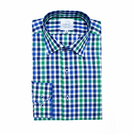 Vittone Tailor Fit Shirt // Blue + Green (Euro: 38)
